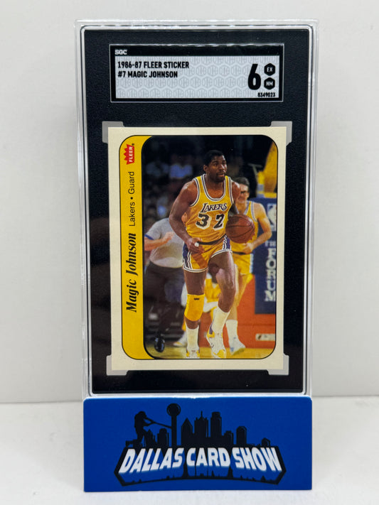 1986-87 Fleer Sticker #7 Magic Johnson SGC 6