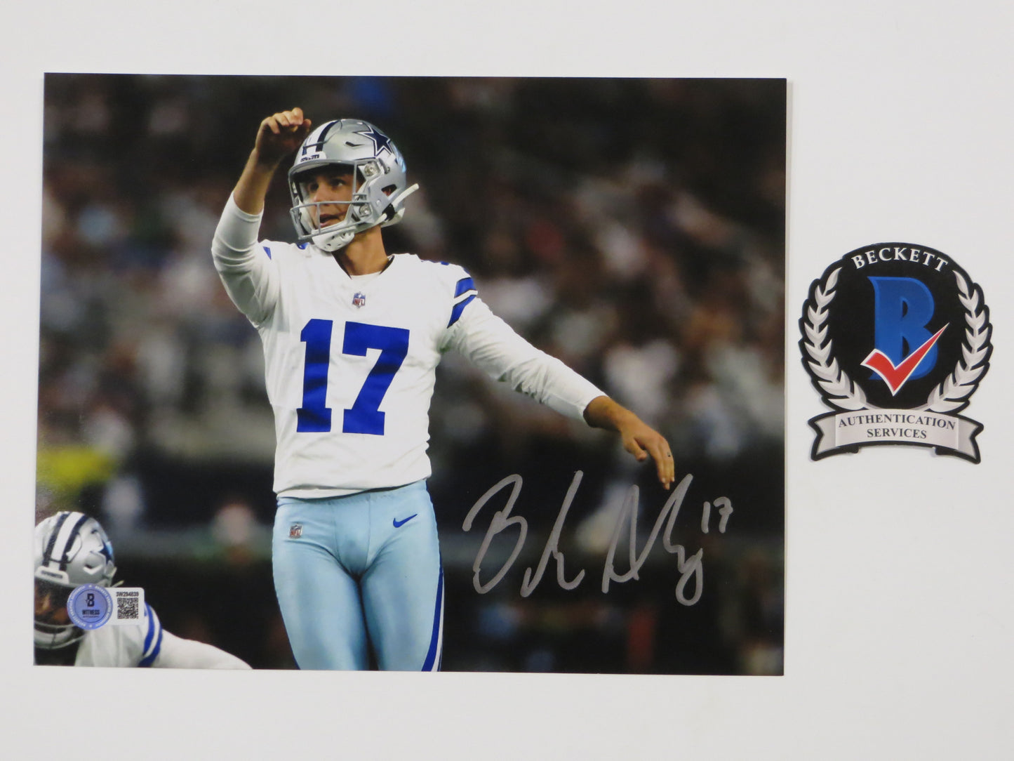 BRANDON AUBREY DALLAS COWBOYS SIGNED 8x10 PHOTO Notre Dame Fighting Irish BAS