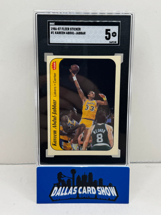 1986-87 Fleer Sticker #1 Kareem Abdul-Jabbar SGC 5