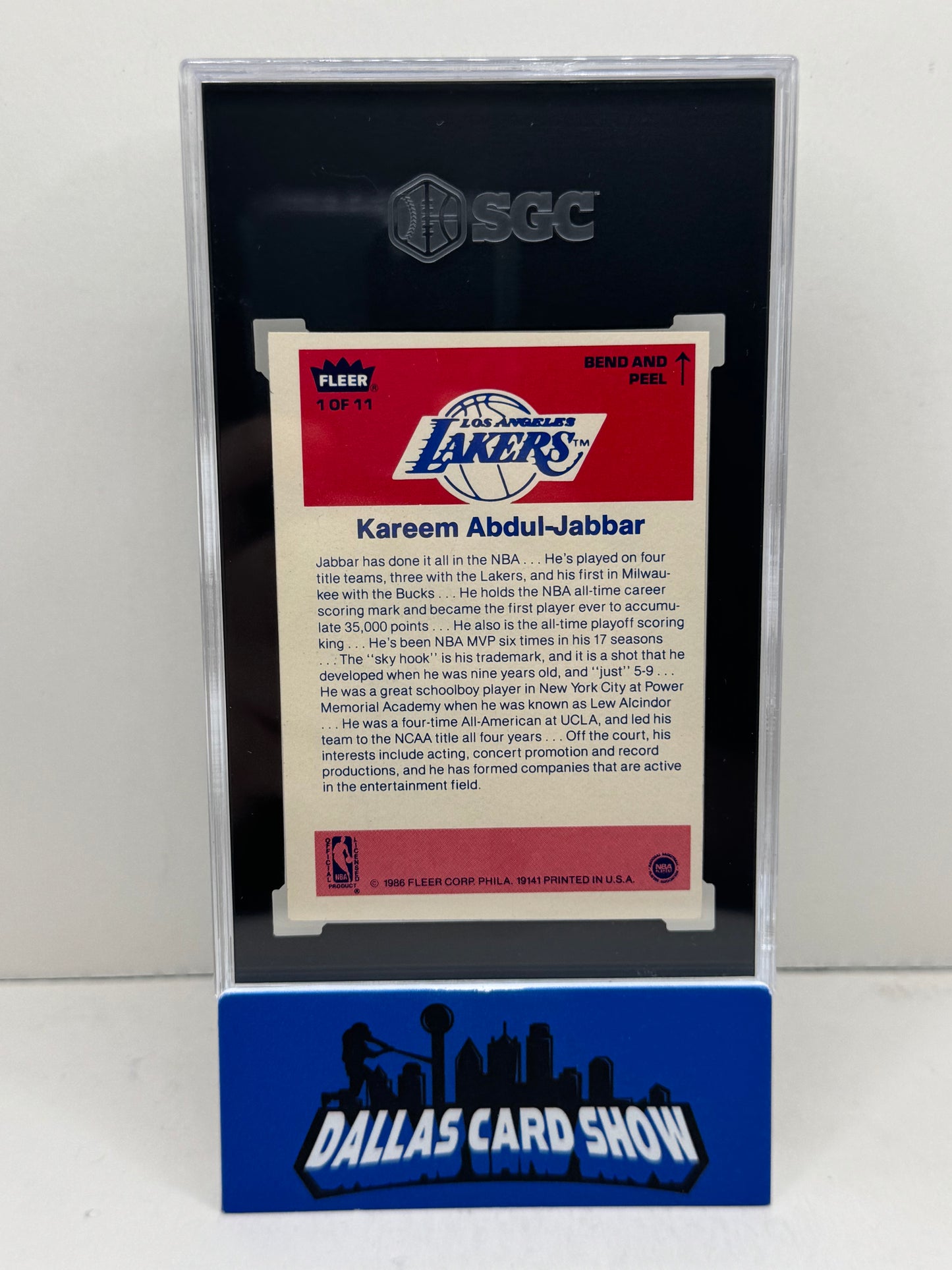 1986-87 Fleer Sticker #1 Kareem Abdul-Jabbar SGC 5