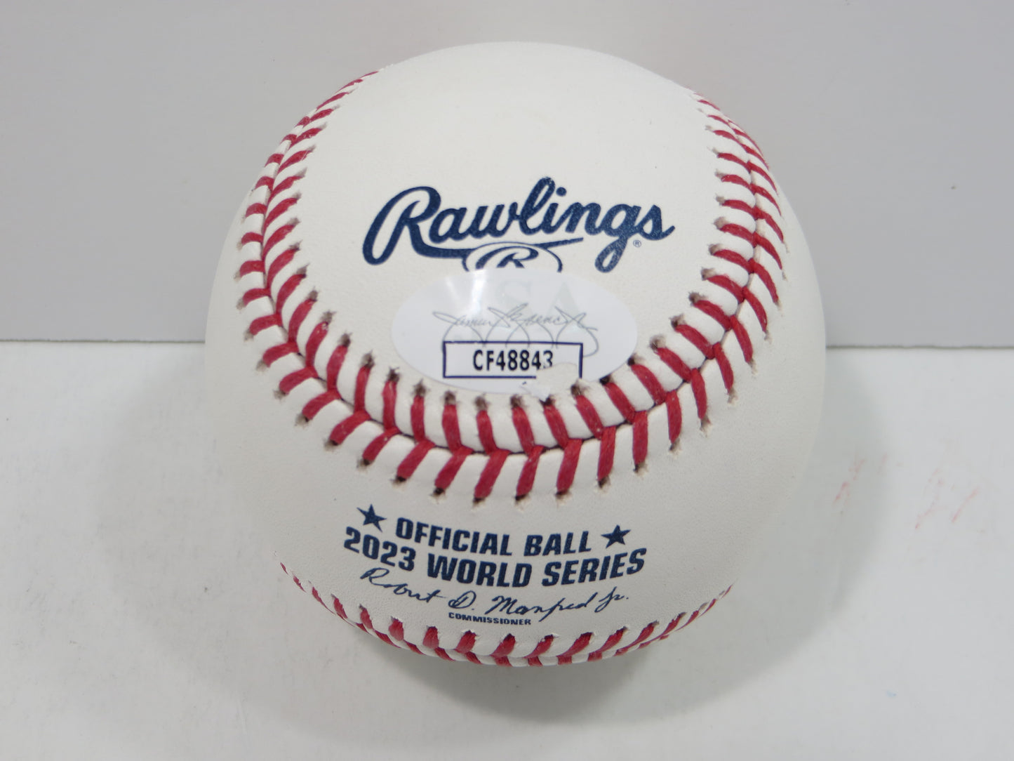 BRUCE BOCHY SIGNED Rawlings 2023 World Series BASEBALL w/INSC Texas Rangers JSA