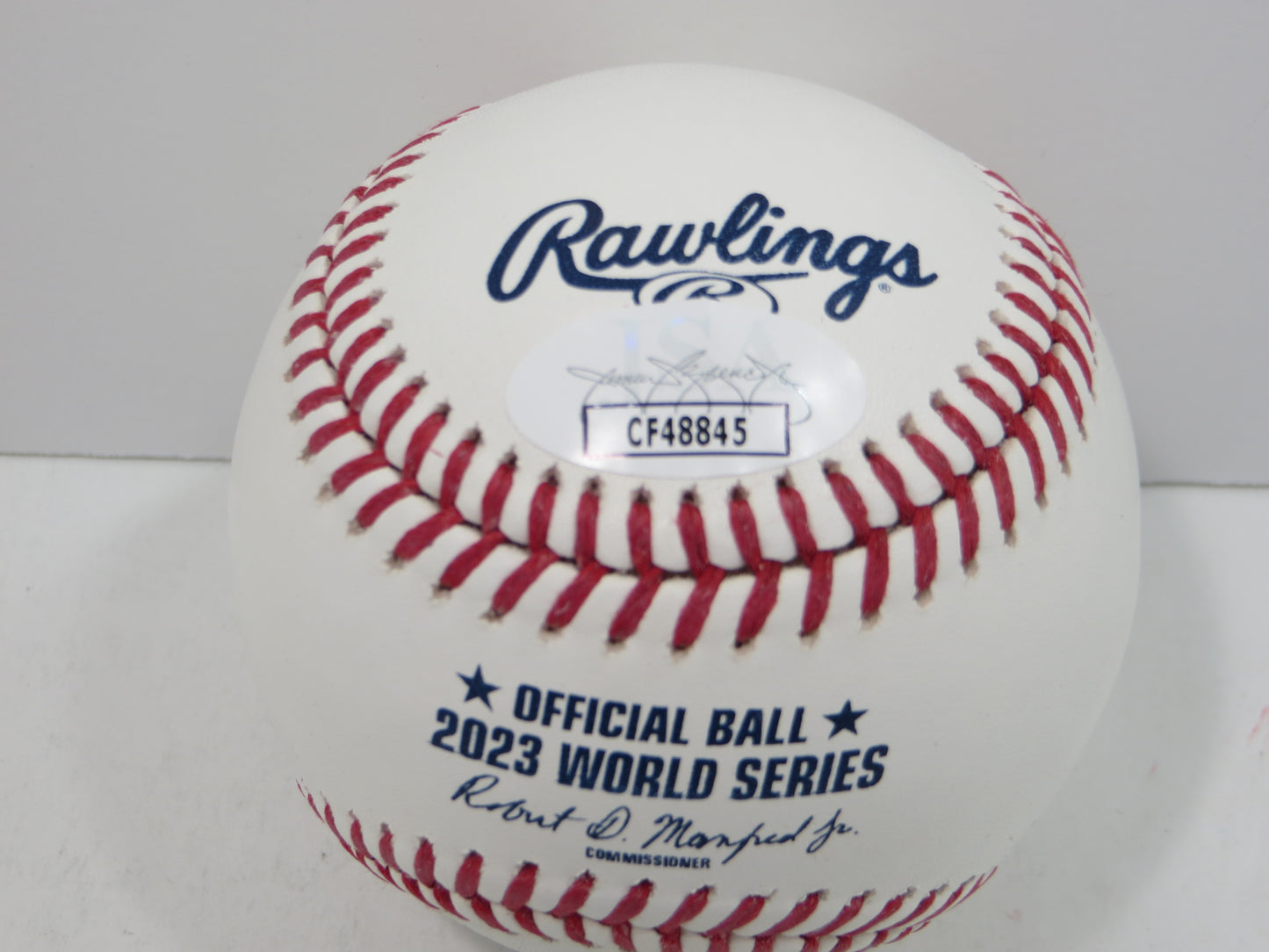 BRUCE BOCHY SIGNED Rawlings 2023 World Series BASEBALL w/INSC Texas Rangers JSA