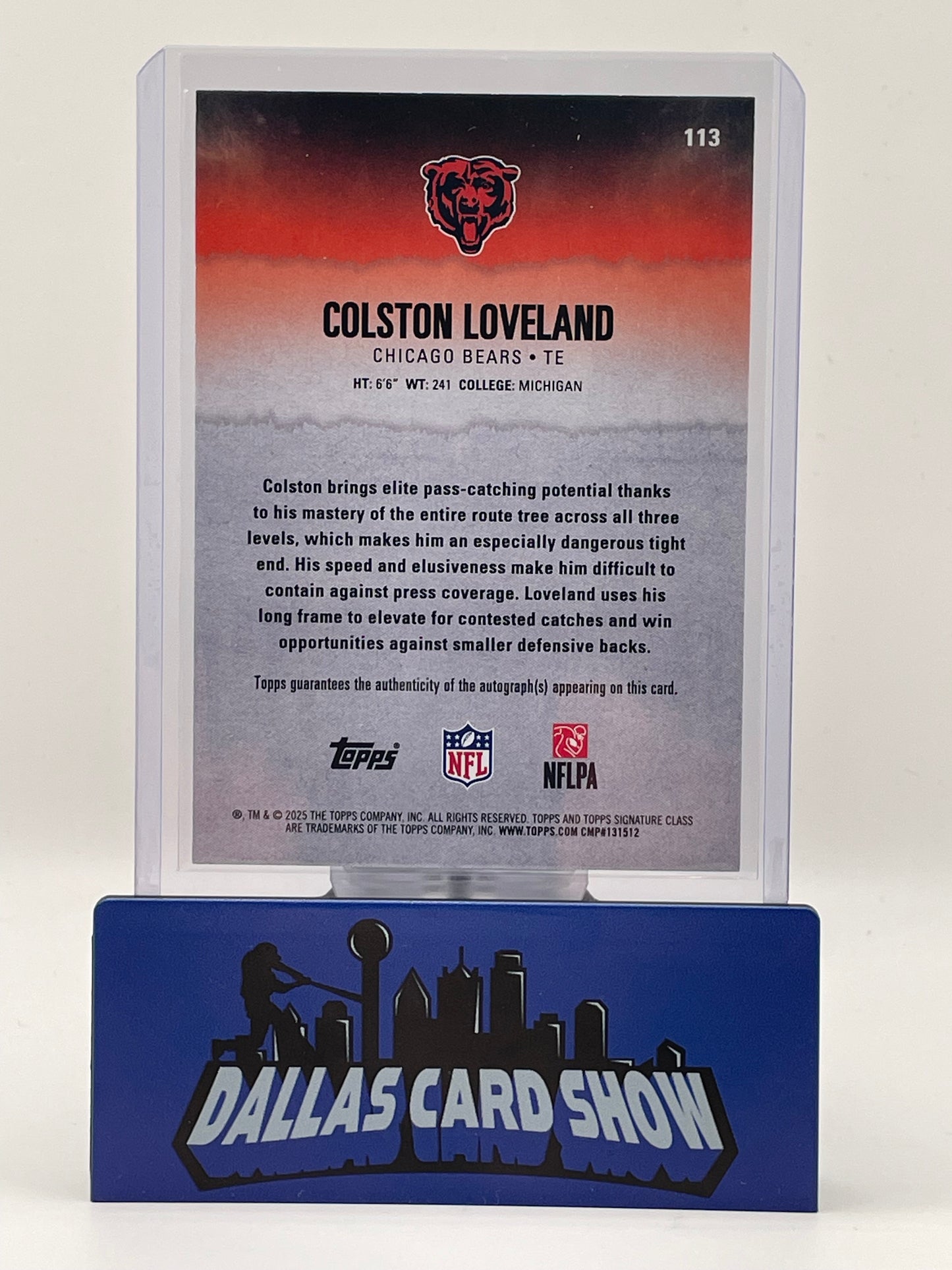 2025 Topps Signature Class #113 Colston Loveland Rookie RC Autograph