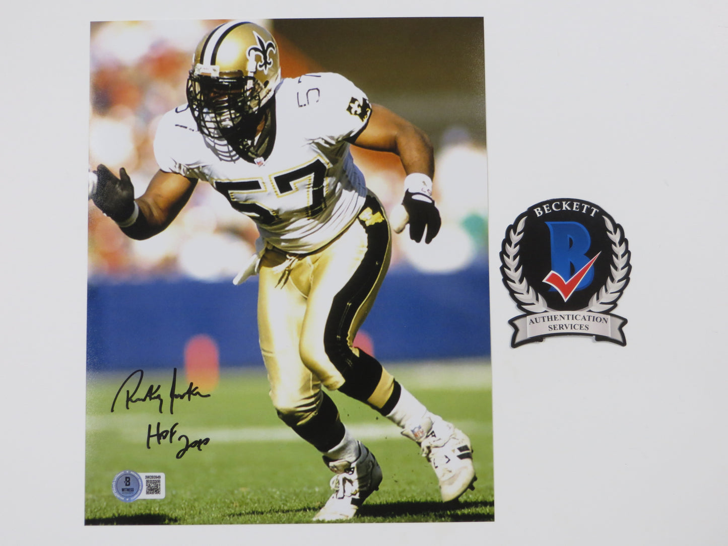 RICKEY JACKSON NEW ORLEANS SAINTS SIGNED 8x10 PHOTO w/HOF 2010 BAS COA