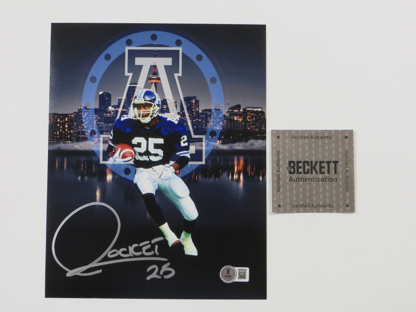 RAGHIB "ROCKET" ISMAIL Toronto Argonauts Skyline SIGNED 8x10 PHOTO BAS COA