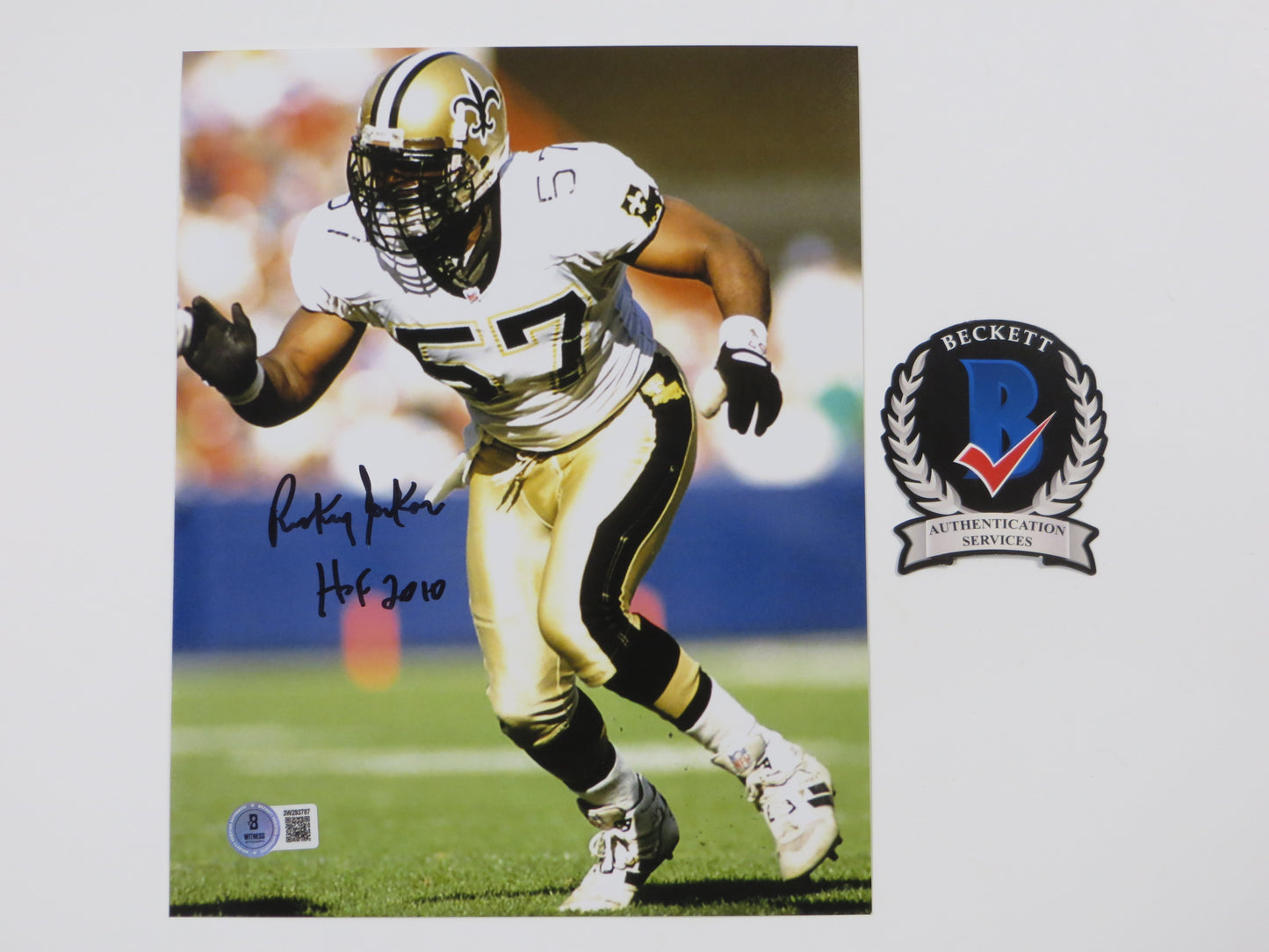 RICKEY JACKSON NEW ORLEANS SAINTS SIGNED 8x10 PHOTO w/HOF 2010 BAS COA