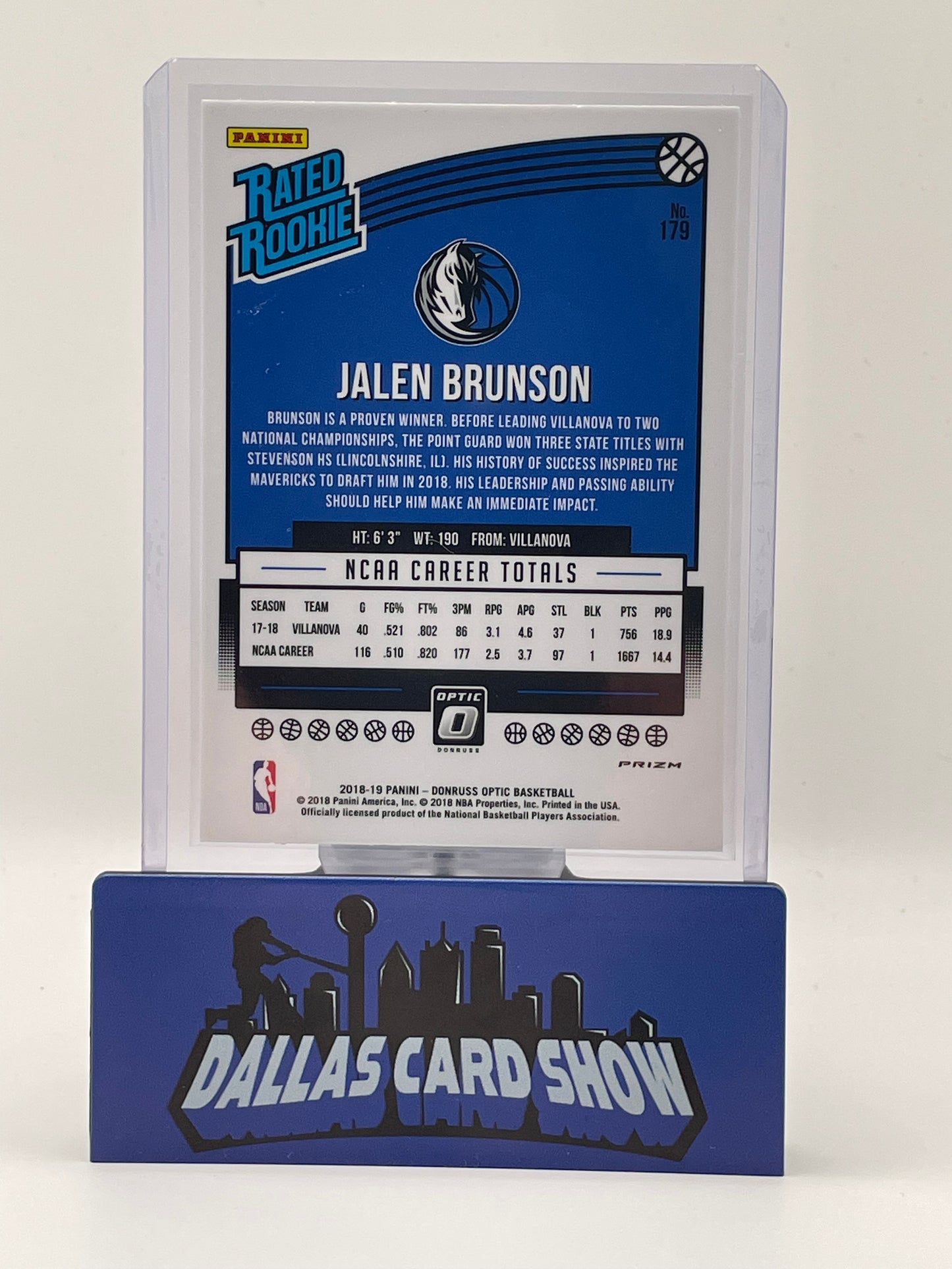 2018-19 Panini Optic #179 Jalen Brunson Shock Rated Rookie RC