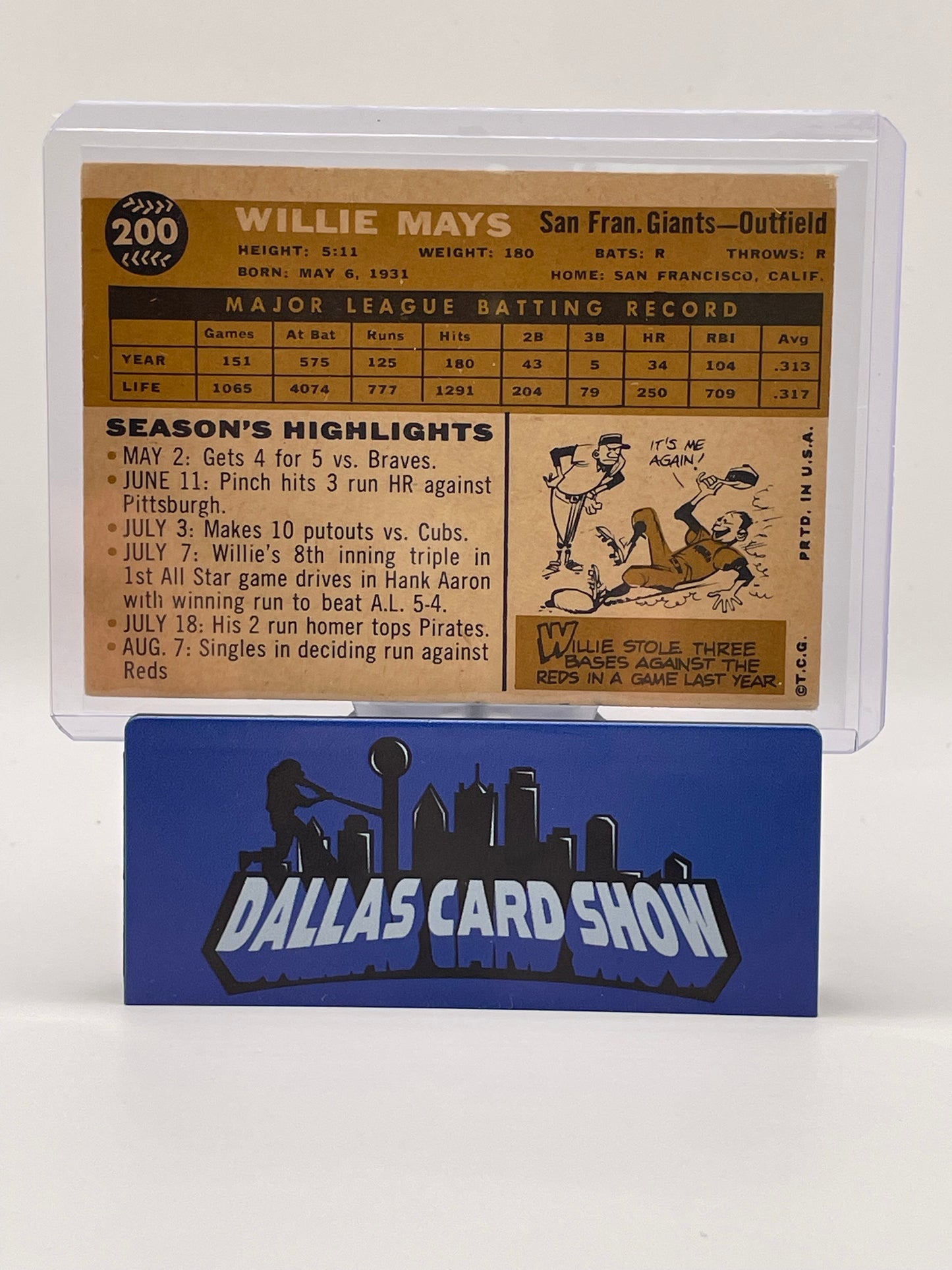 1960 Topps Baseball #200 WILLIE MAYS San Francisco Giants