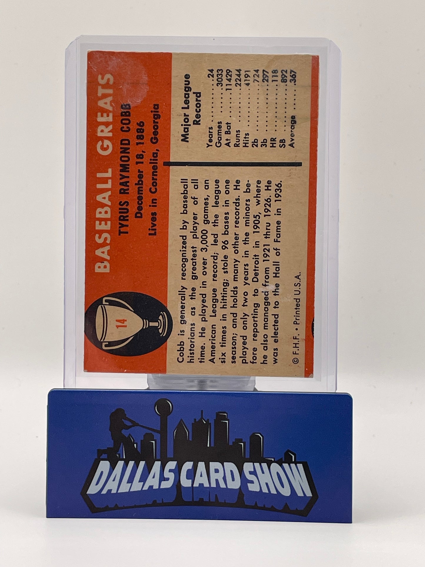 1961 Fleer Set-Break # 14 Ty Cobb