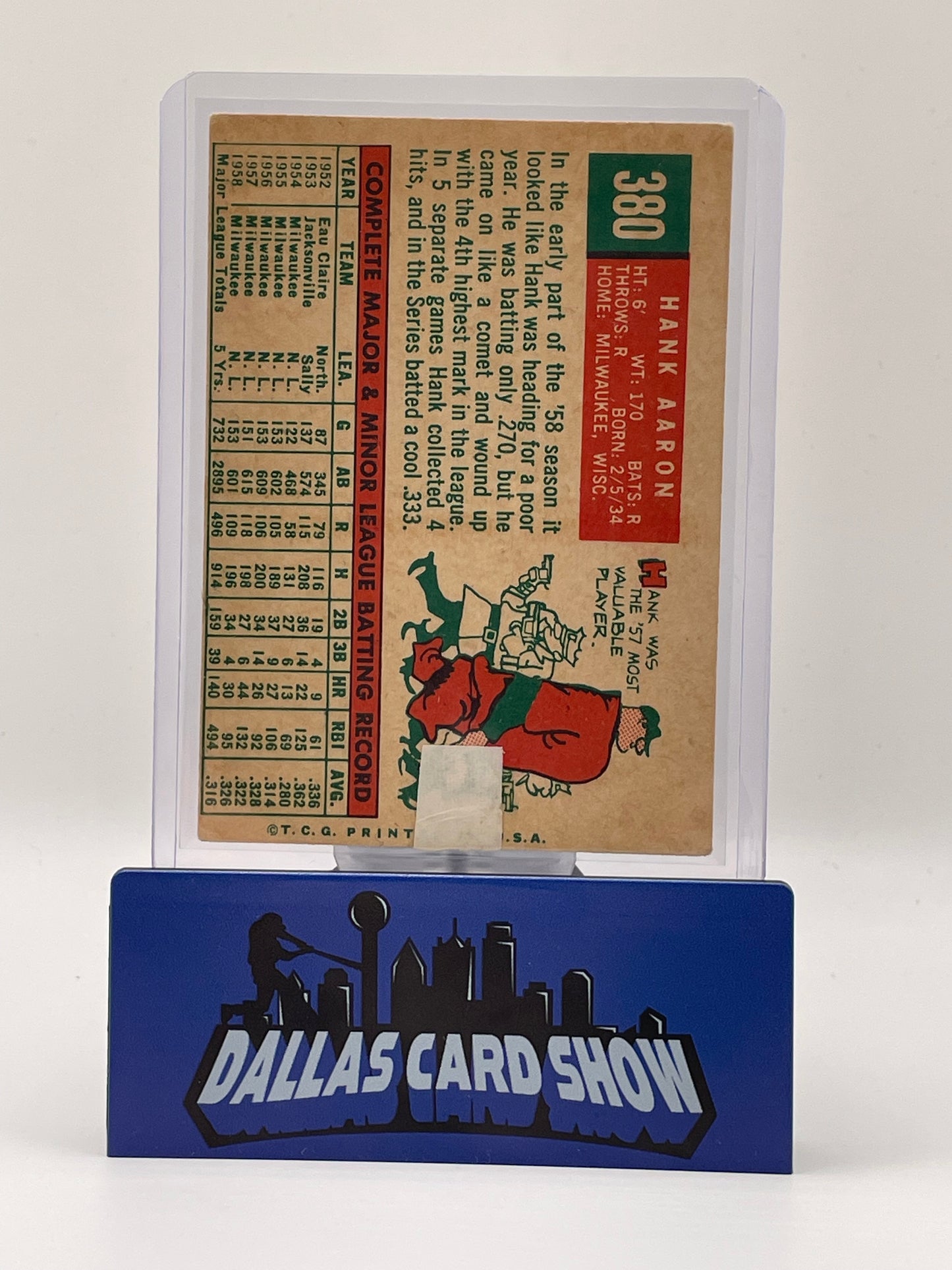 1959 Topps Hank Aaron #380 HOF Milwaukee Braves