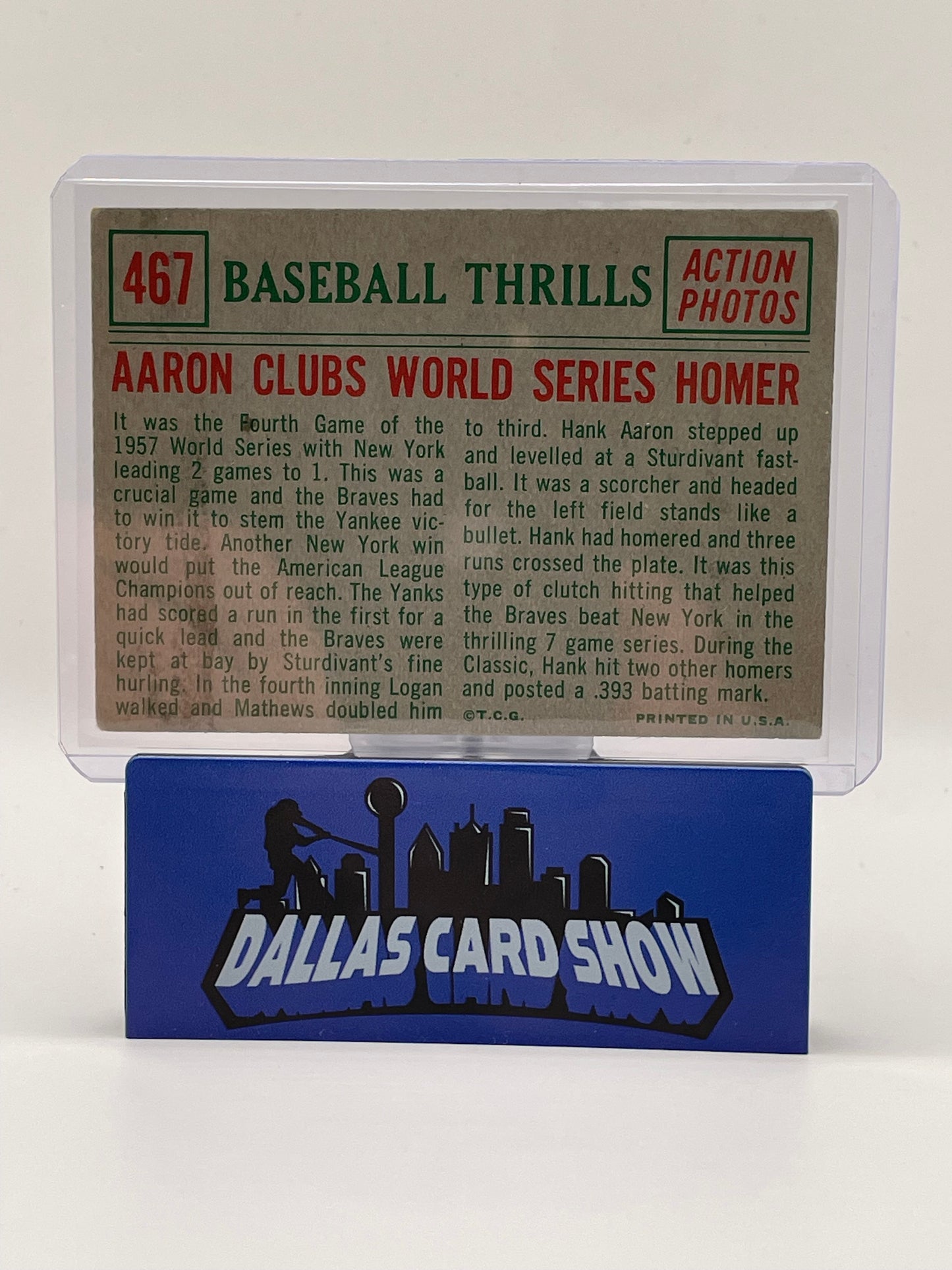 1959 Topps Baseball Thrills Hank Aaron Aaron Clubs World Series Homer #467 HOF