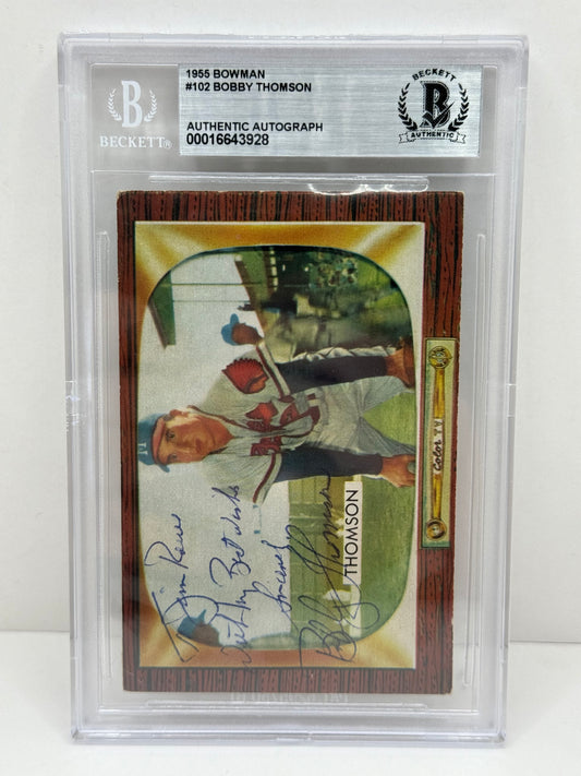 1955 Bowman Bobby Thomson #102 Auto Beckett Authentic Deceased in 2011