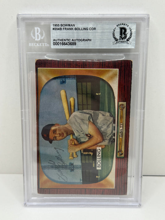 1955 Bowman Frank Bolling #204B Auto Beckett Authentic Deceased in 2020