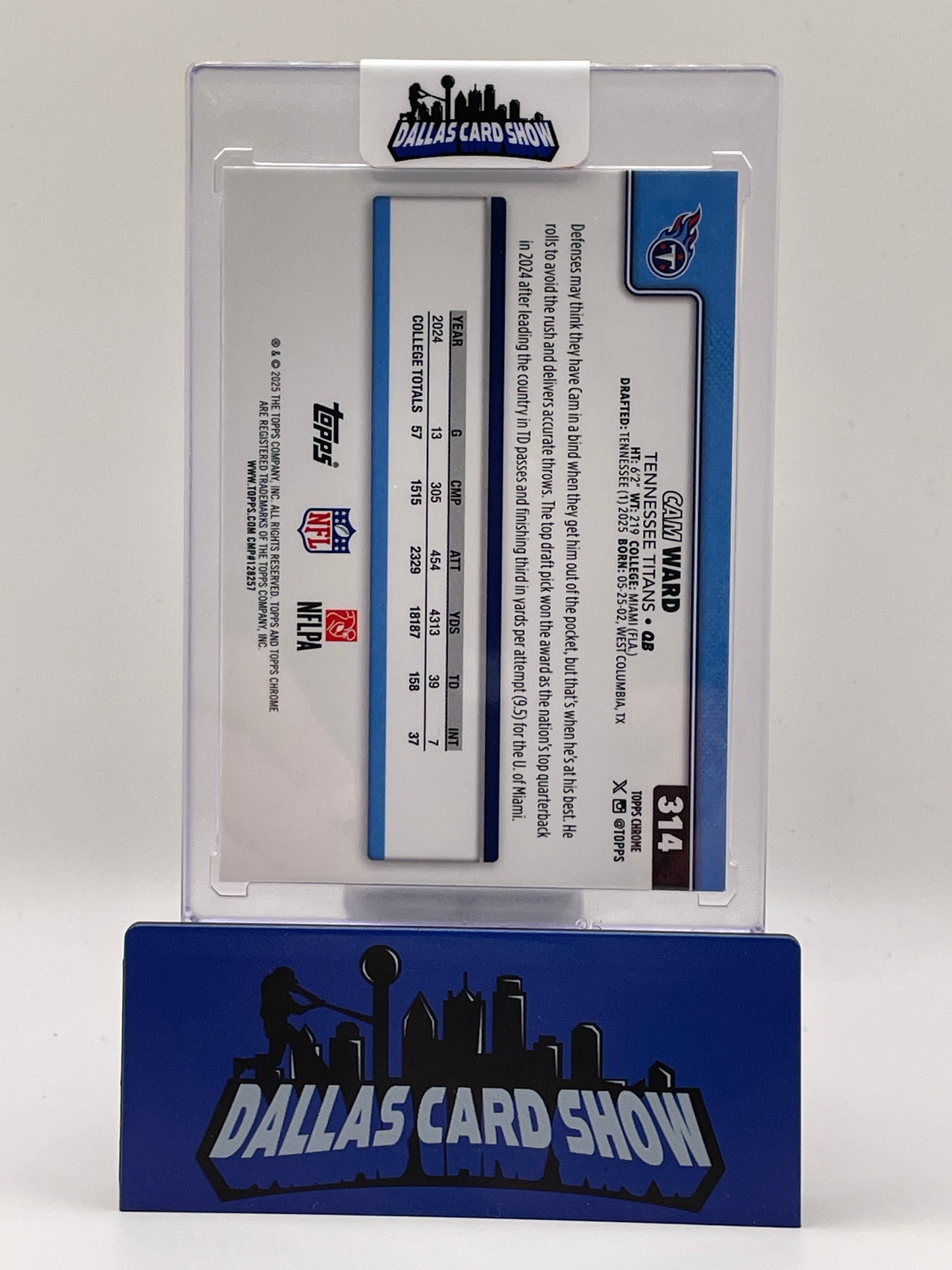 2025 Topps Chrome #314 Cam Ward Neon Pulse Rookie RC