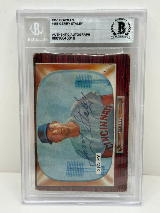 1955 Bowman Gerry Staley #155 Auto Beckett Authentic Deceased in 2008