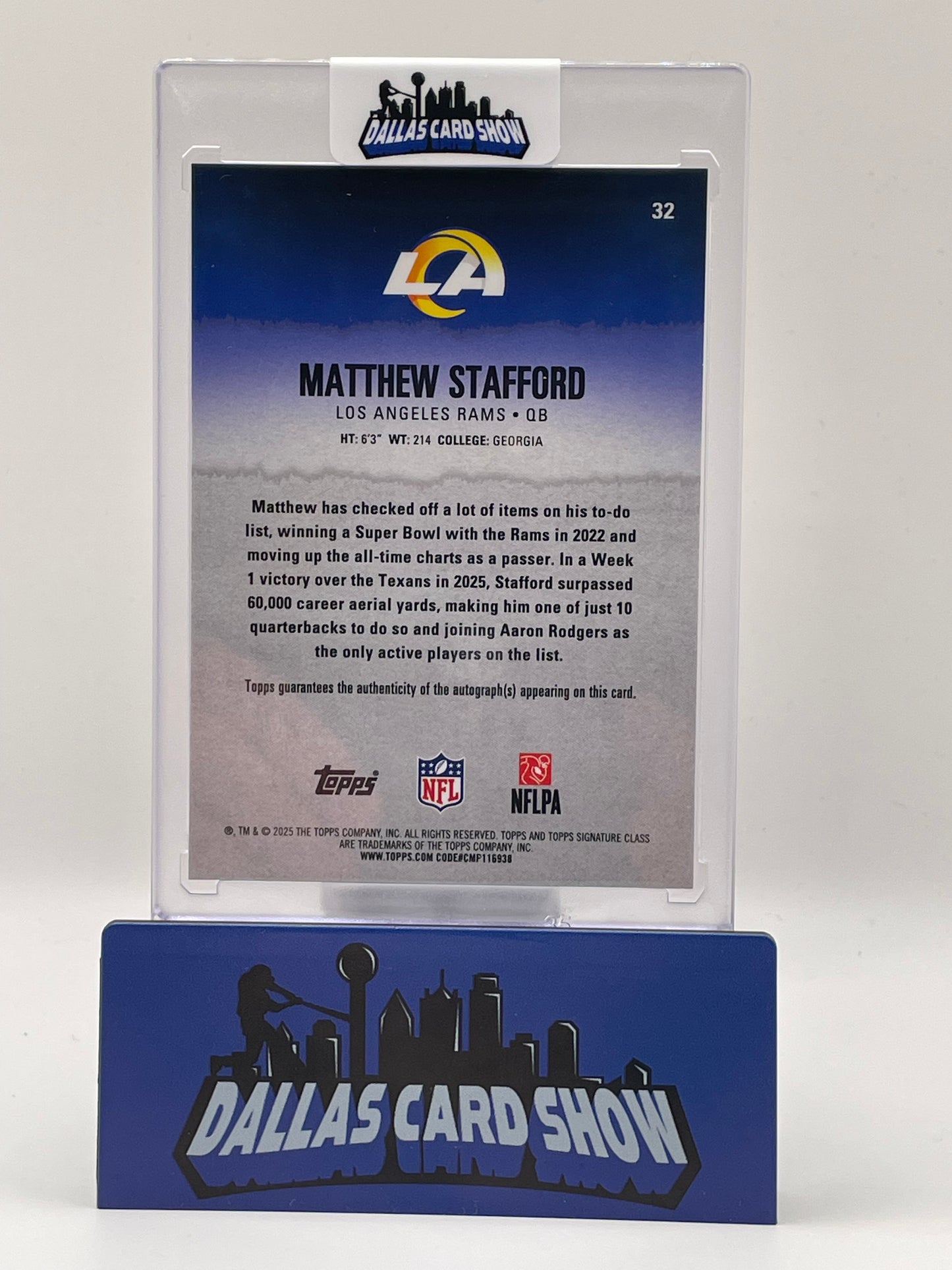 2025 Topps Signature Class #32 Matthew Stafford Orange On-Card Auto /50