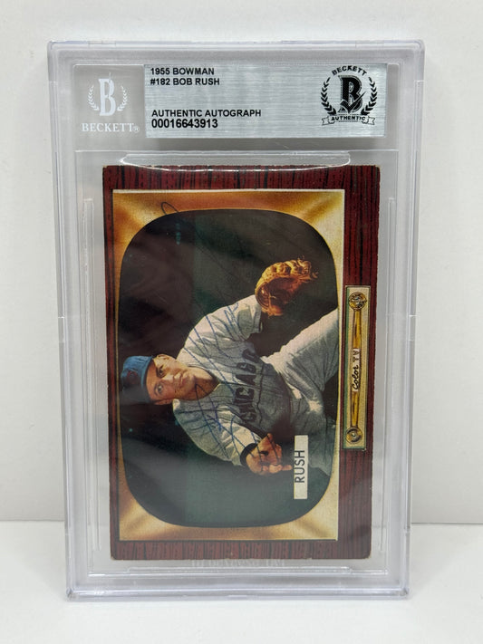 1955 Bowman Bob Rush #182 Auto Beckett Authentic Deceased in 2011