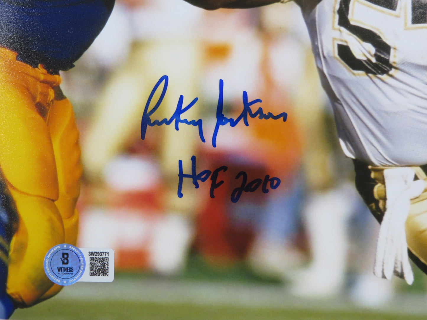 RICKEY JACKSON NEW ORLEANS SAINTS SIGNED 8x10 PHOTO v RAMS w/HOF2010 BAS
