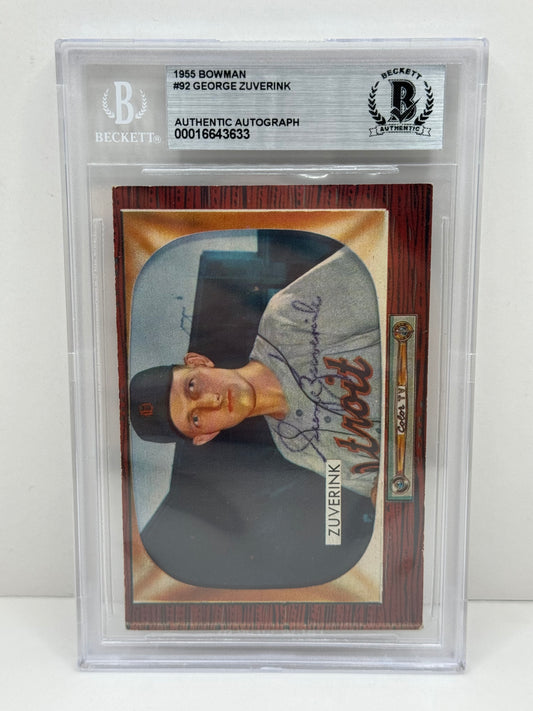 1955 Bowman George Zuverink #92 Auto Beckett Authentic Deceased in 2014