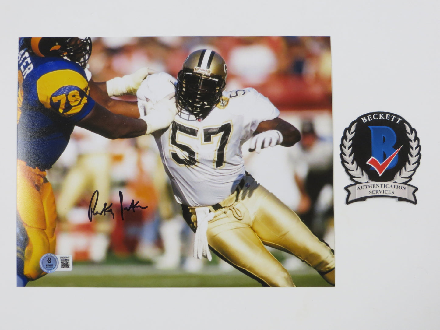 RICKEY JACKSON NEW ORLEANS SAINTS SIGNED 8x10 PHOTO vs RAMS Pitt Panthers BAS