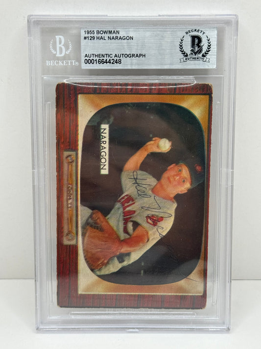 1955 Bowman Hal Naragon #129 Auto Beckett Authentic Deceased in 2019