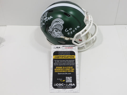 BILLY JOE DUPREE SIGNED MICHIGAN STATE SPARTANS Mini Helmet w/Go State JSA COA