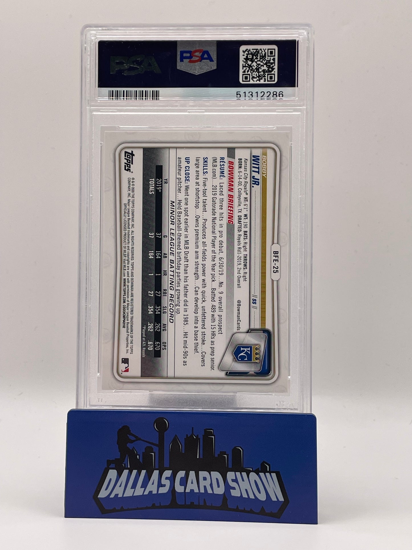 2020 Bowman 1st Edition #BFE25 Bobby Witt Jr. 1st Bowman PSA 10