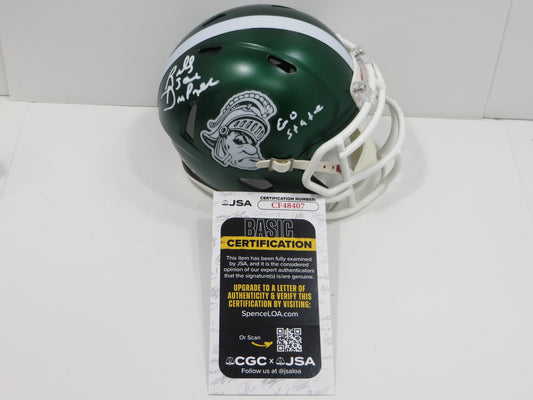 BILLY JOE DUPREE SIGNED MICHIGAN STATE SPARTANS Mini Helmet w/Go State JSA COA