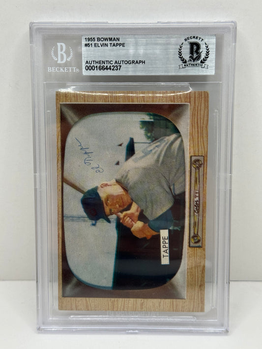 1955 Bowman Elvin Tappe #51 Auto Beckett Authentic Deceased in 1998