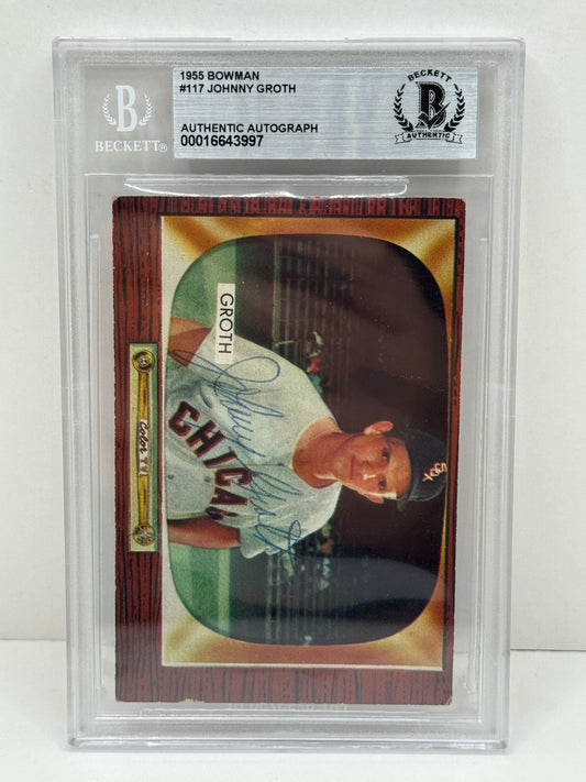 1955 Bowman Johnny  Groth  #117 Auto Beckett Authentic Deceased in 2021