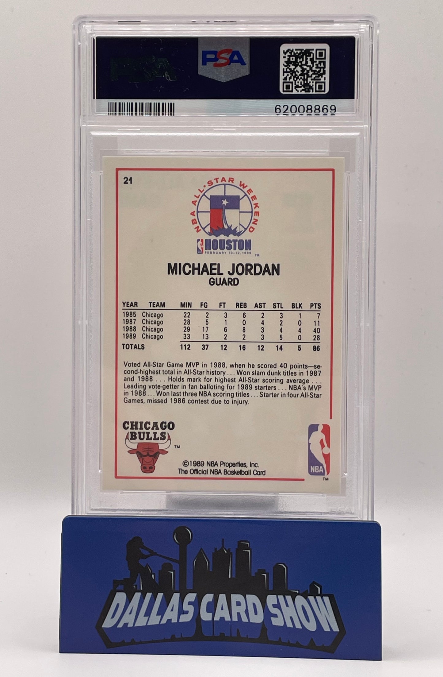 1989 Hoops #21 Michael Jordan All-Star PSA 8