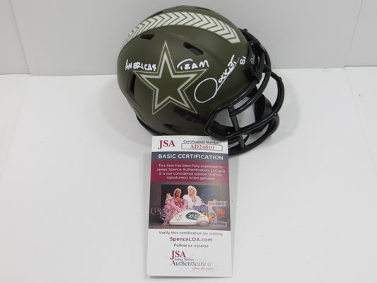 RAGHIB Rocket ISMAIL SIGNED DALLAS COWBOYS SALUTE to SERVICE Mini Helmet w/INSC JSA