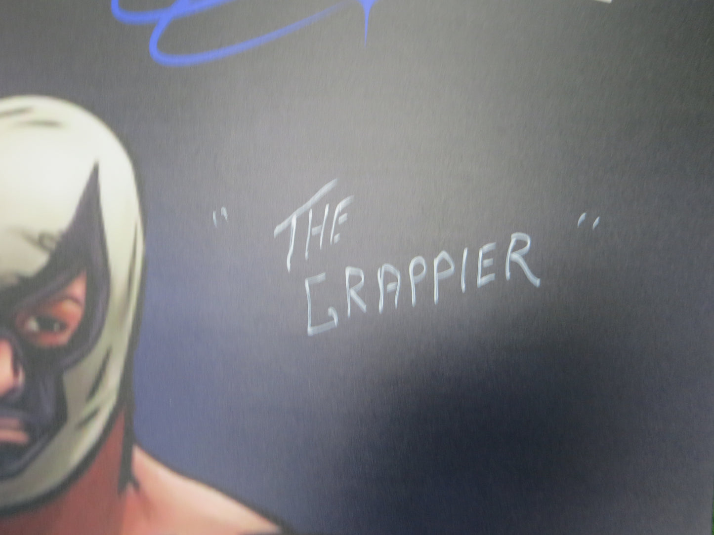 LEN DENTON THE GRAPPLER SIGNED 24x36 Investabilia Dallas Card Show FOAM BOARD BAS