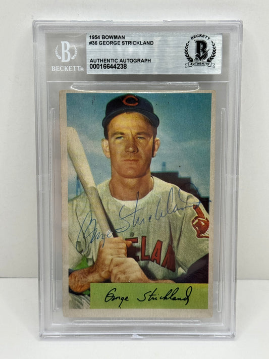 1954 Bowman George Strickland #36 Auto Beckett Authentic Deceased in 2010
