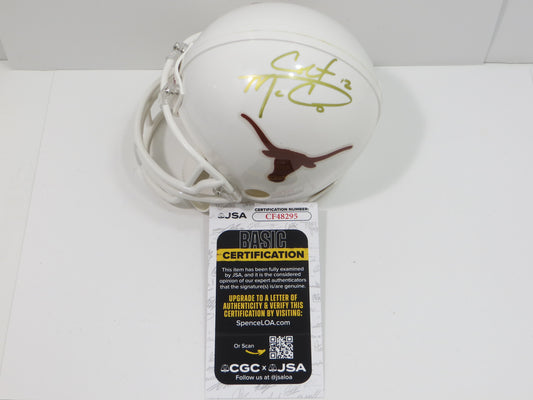 COLT McCOY SIGNED TEXAS UT LONGHORNS Mini Helmet JSA COA