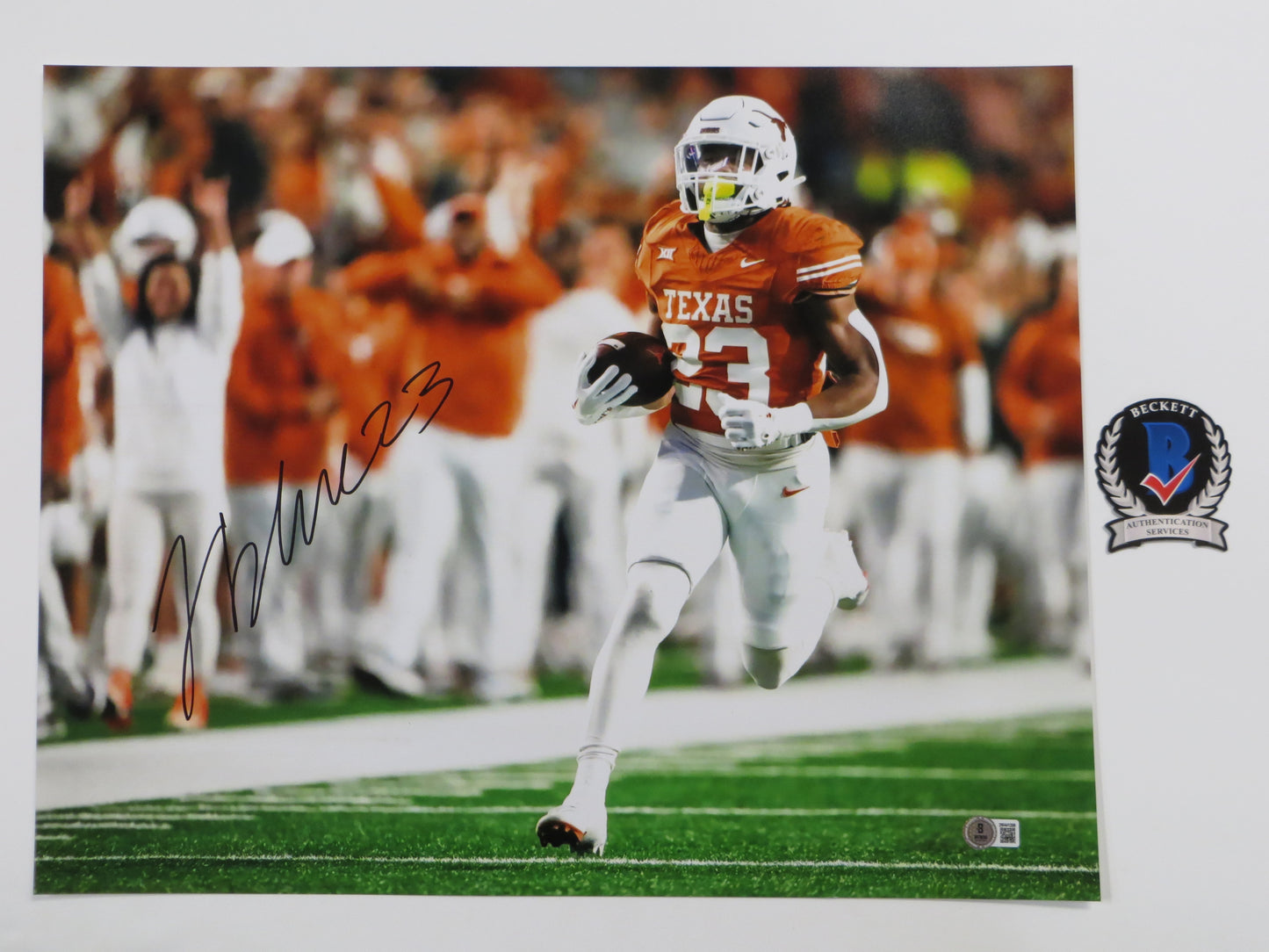 JAYDON BLUE Texas Longhorns SIGNED Sideline 16x20 PHOTO Dallas Cowboys BAS COA