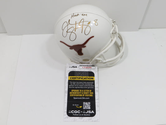 JORDAN SHIPLEY SIGNED TEXAS UT LONGHORNS Mini Helmet w/ HOOK 'EM JSA COA
