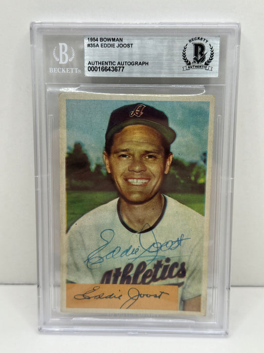 1954 Bowman Eddie Joost #35A Auto Beckett Authentic Deceased in 2011