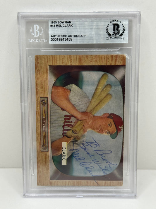 1955 Bowman Mel Clark #41 Auto Beckett Authentic Deceased in 2014