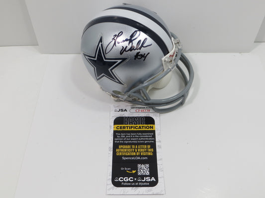 HERSCHEL WALKER SIGNED DALLAS COWBOYS Mini Helmet Georgia Bulldogs JSA COA