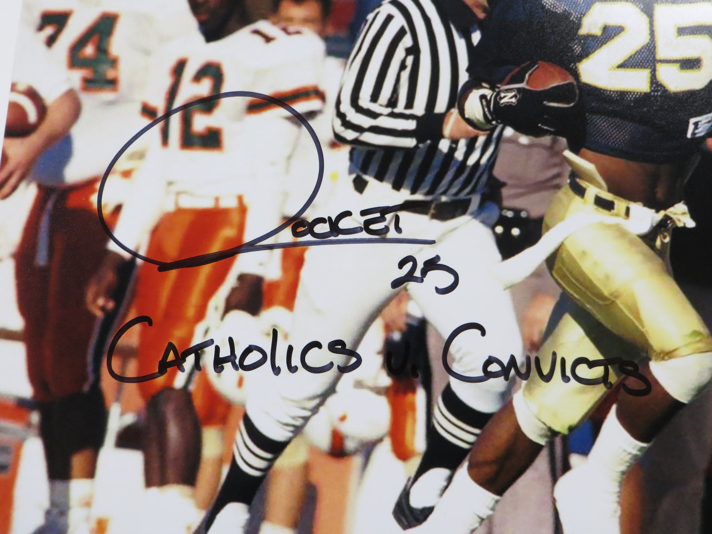 RAGHIB Rocket ISMAIL Notre Dame vs Miami SIGNED 16x20 Catholics v Convicts BAS