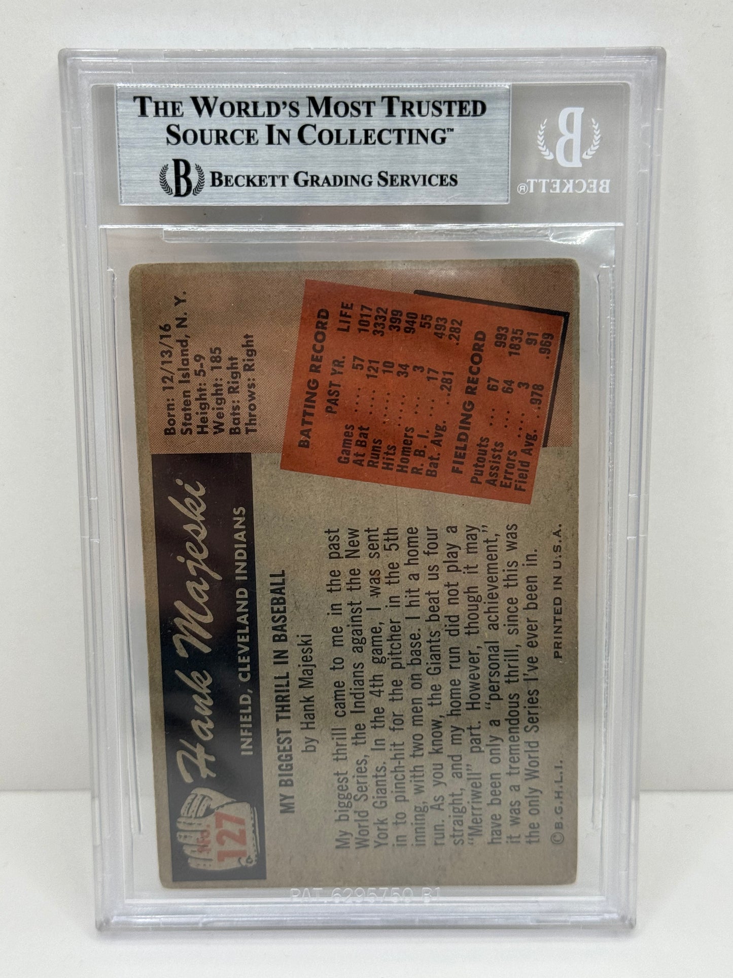 1955 Bowman Hank Majeski #127 Auto Beckett Authentic Deceased in 1991
