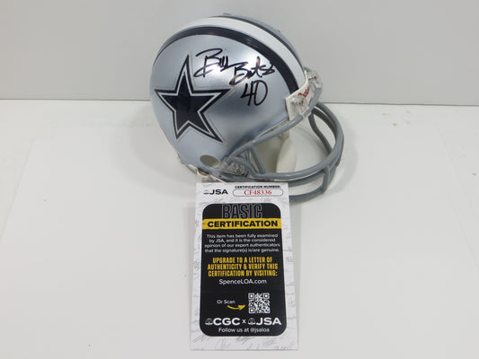 BILL BATES SIGNED DALLAS COWBOYS Mini Helmet Tennessee Vols JSA COA