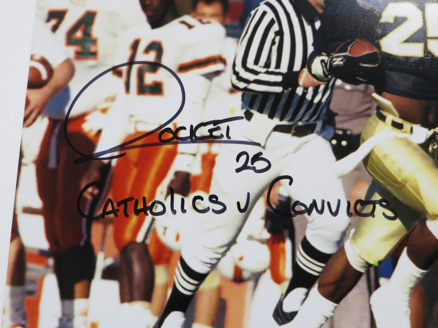 RAGHIB Rocket ISMAIL Notre Dame vs Miami SIGNED 16x20 Catholics v Convicts BAS