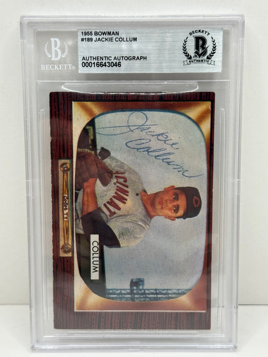 1955 Bowman Jackie Collum #189 Auto Beckett Authentic Deceased in 2009