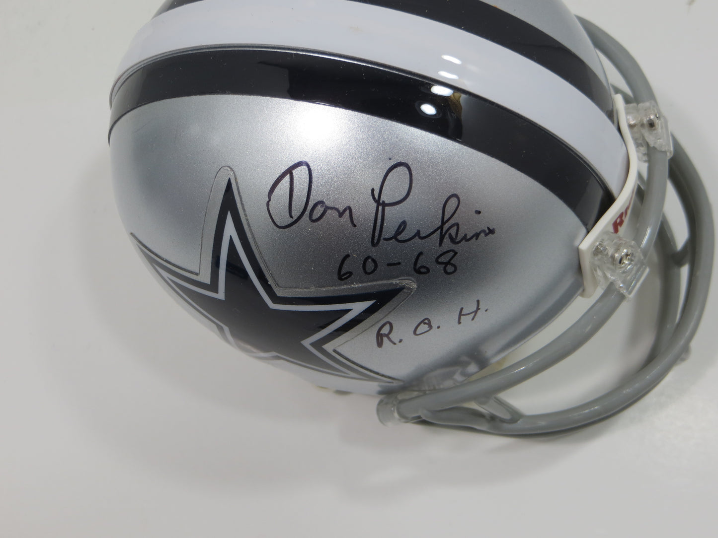 DON PERKINS SIGNED DALLAS COWBOYS Mini Helmet w/60-68 ROH JSA COA