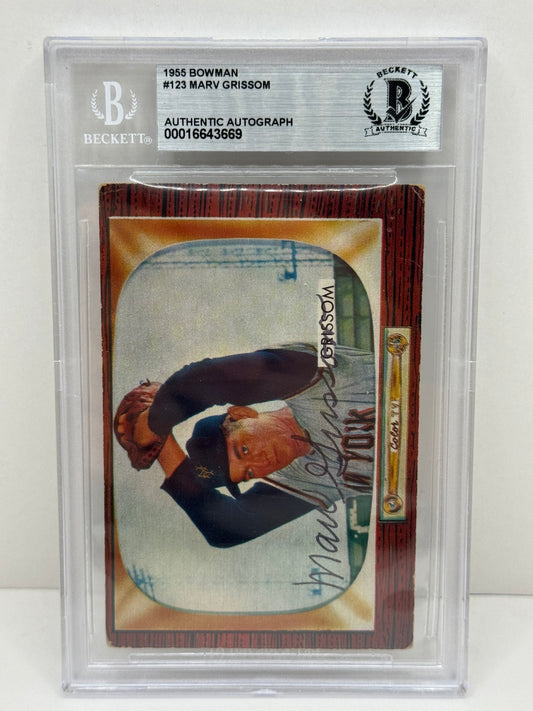 1955 Bowman Marv Grissom #123 Auto Beckett Authentic Deceased in 2005