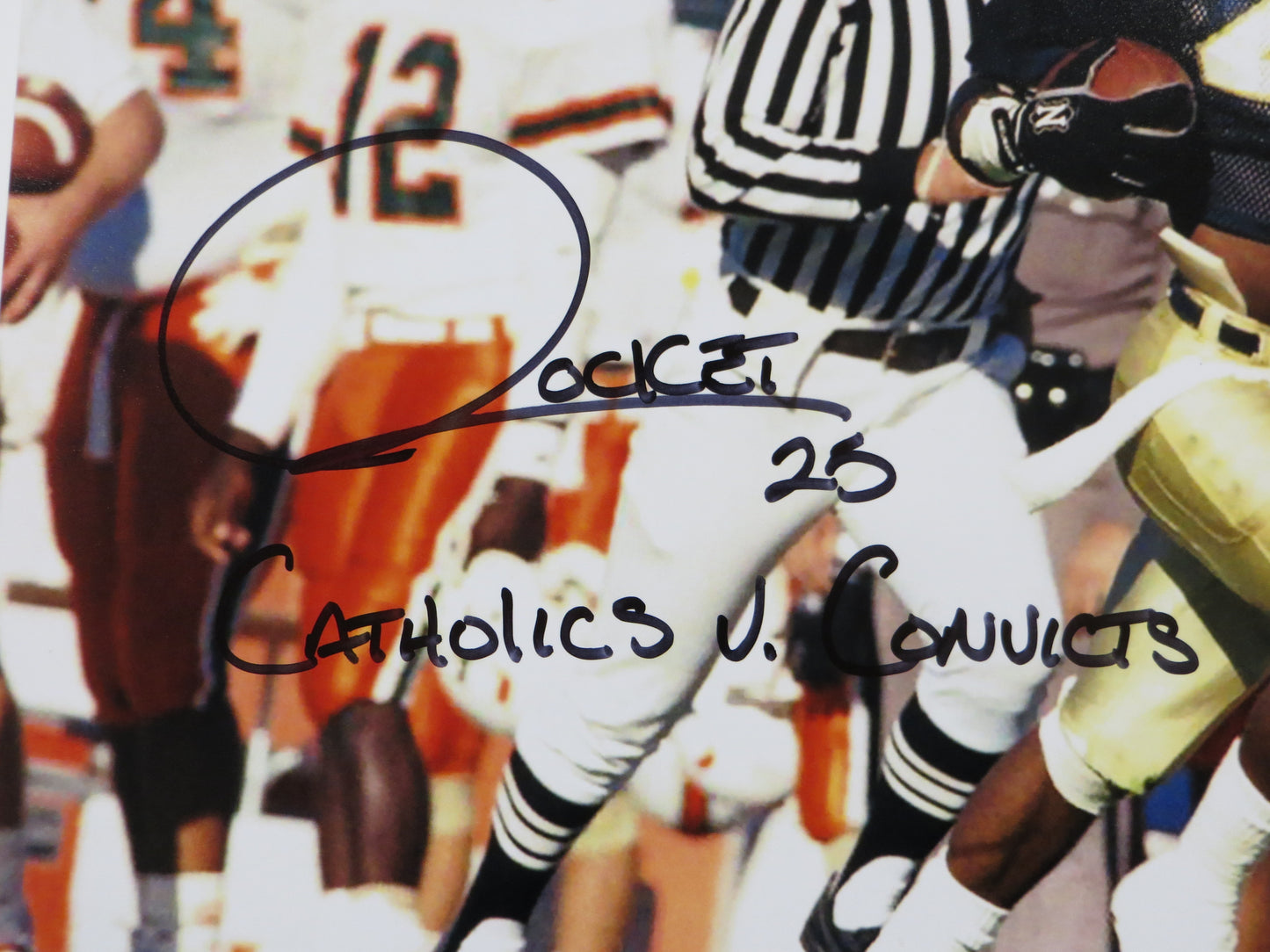 RAGHIB Rocket ISMAIL Notre Dame vs Miami SIGNED 16x20 Catholics v Convicts BAS
