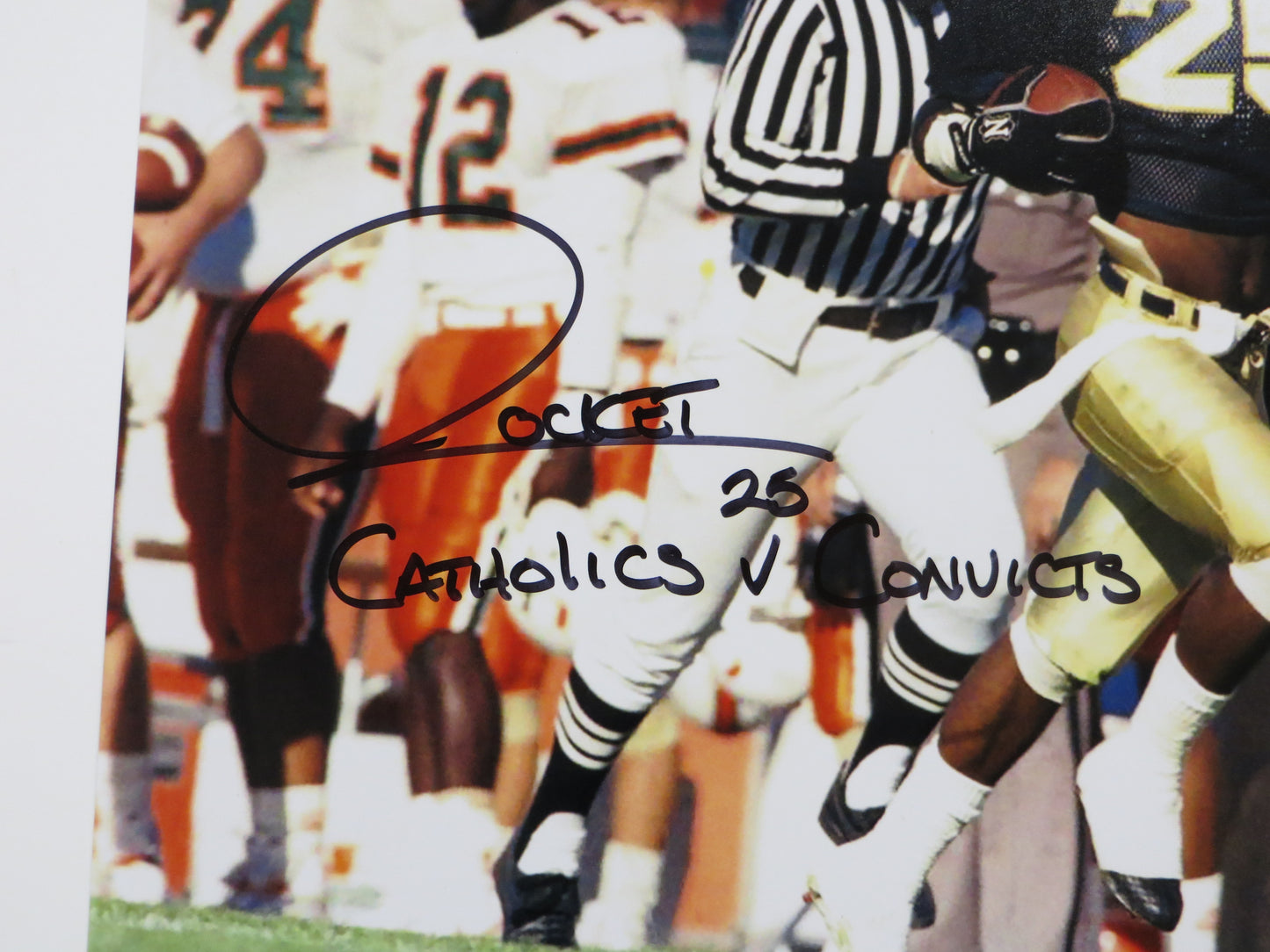 RAGHIB Rocket ISMAIL Notre Dame vs Miami SIGNED 16x20 Catholics v Convicts BAS