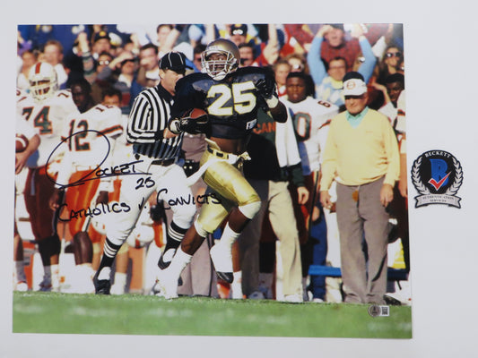 RAGHIB Rocket ISMAIL Notre Dame vs Miami SIGNED 16x20 Catholics v Convicts BAS